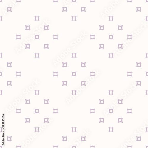 Minimalist geometric seamless pattern with small outline squares. Subtle background in lilac and beige color. Simple vector abstract texture. Minimal repeat design for decoration, wallpapers, textile