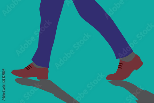 革靴と歩くビジネスマン、学生のイラスト walking with leather shoes. Businessman & Students