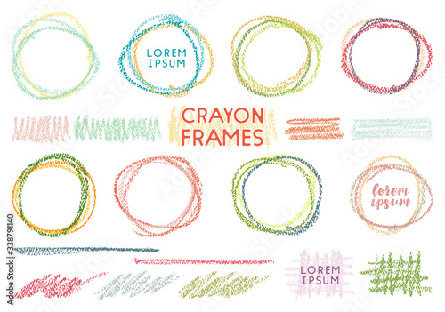 crayon hand drawn doodle frames (vector)