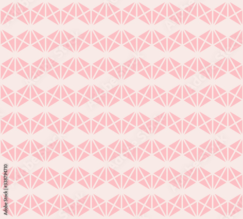 Triangles seamless pattern. Subtle vector abstract pink geometric texture. Simple minimalist graphic background with small triangles, rhombuses, grid, zig zag stripes. Cute minimal repeated design