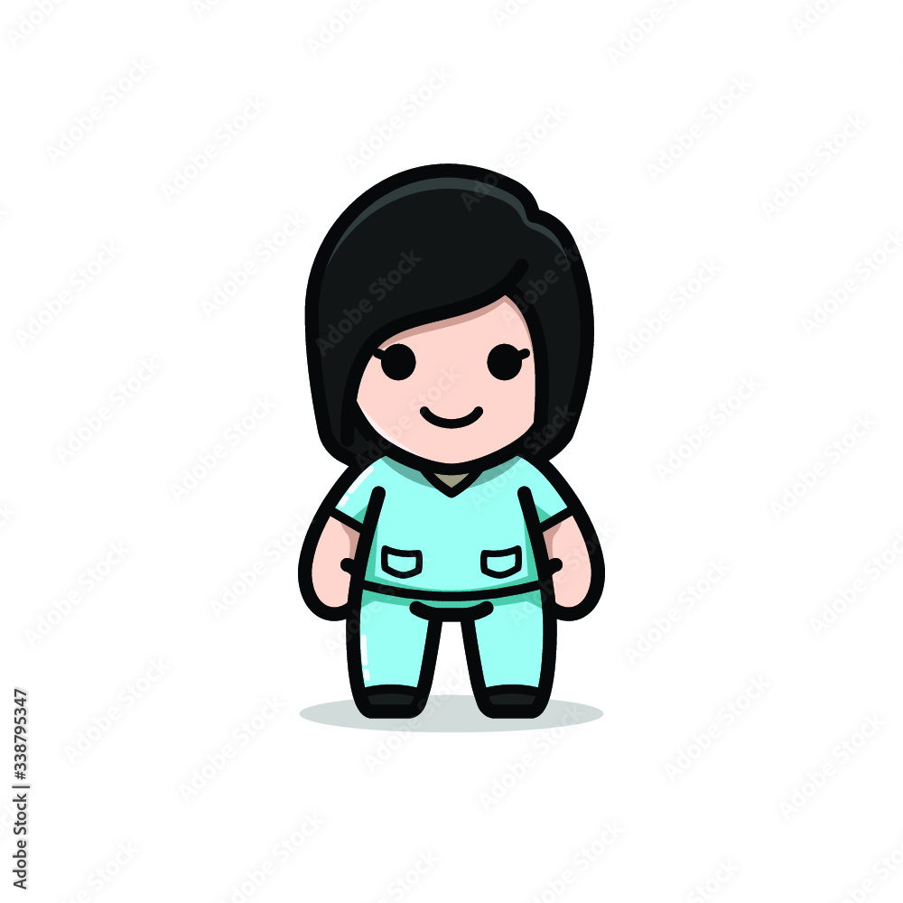 cute woman nurse mascot character illustration