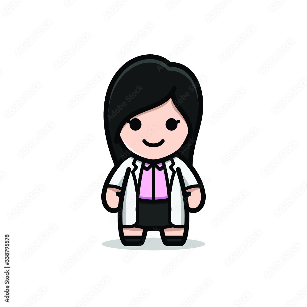 cute woman doctor mascot character illustration