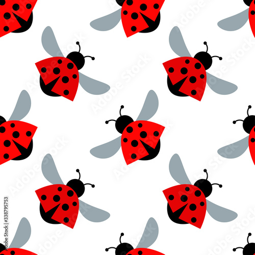 Seamless background with ladybugs. Cartoons. Vector illustration for web design or print.