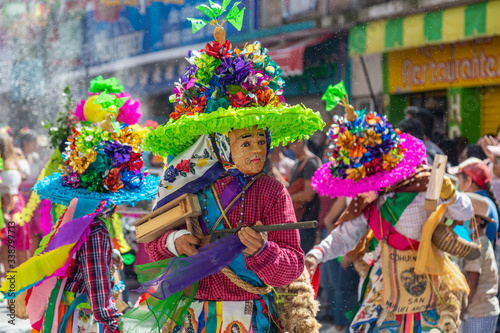 Costumized people dancing in a carnival show of Ocozocoautla de Espinosa, Chiapas, Mexico