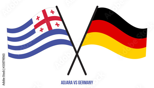 Adjara and Germany Flags Crossed And Waving Flat Style. Official Proportion. Correct Colors
