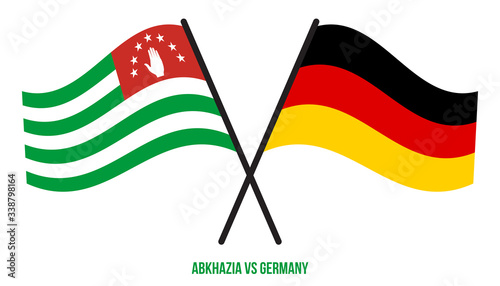 Abkhazia and Germany Flags Crossed And Waving Flat Style. Official Proportion. Correct Colors
