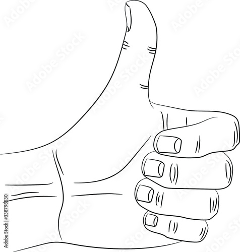 Isolated silhouette of the hand thumb that shows like