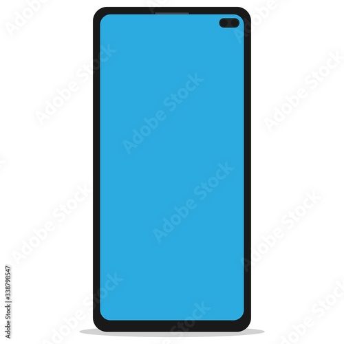 Smartphone or mobile phone frameless with a blue screen flat icon for design mockup user interface or mobile responsive design of web site.