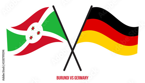 Burundi and Germany Flags Crossed And Waving Flat Style. Official Proportion. Correct Colors
