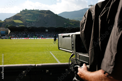 TV camera at the stadium during football matches photo