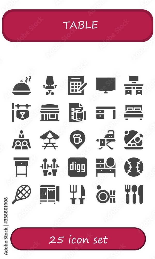 table icon set table icon set