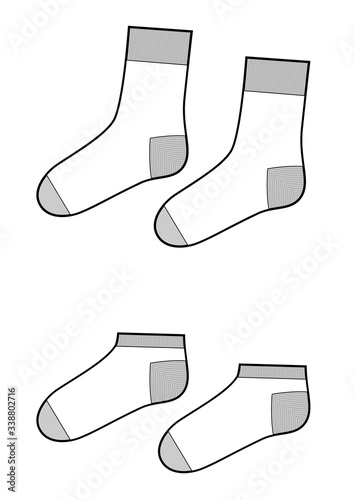 socks fashion flat sketch. vector set.