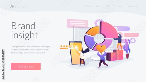 Reputation management, professional SEO analytics, social network statistics analysis. Attribution modeling, brand insight, measurement tools concept. Website homepage header landing web page template