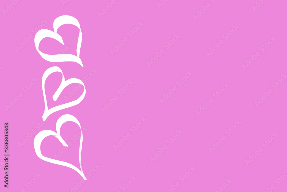 Abstract Pink Scribbled Pencil Style Hearts Illustration