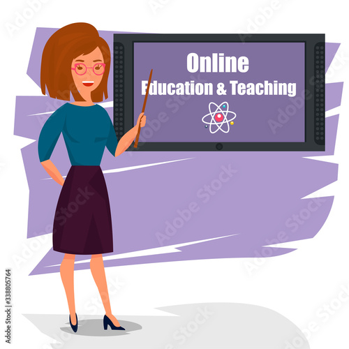 Vector online education illustration. Online education background. Online teaching.