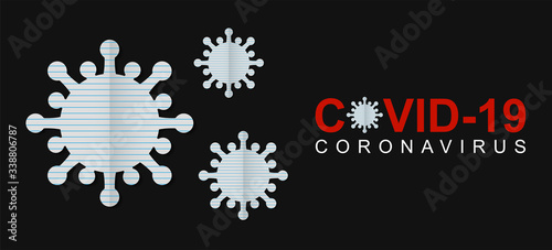 Novel Coronavirus 2019 n-CoV. Creative coronavirus design idea. Creative coronavirus design concept in paper cut style and black background. covid-19 design template