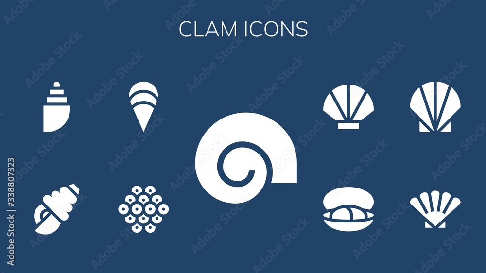Fototapeta premium Modern Simple Set of clam Vector filled Icons