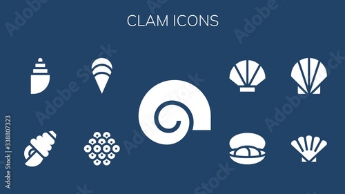 Modern Simple Set of clam Vector filled Icons