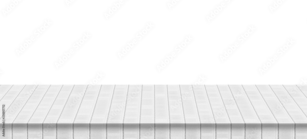 Empty white brick floor top isolated on white background.
