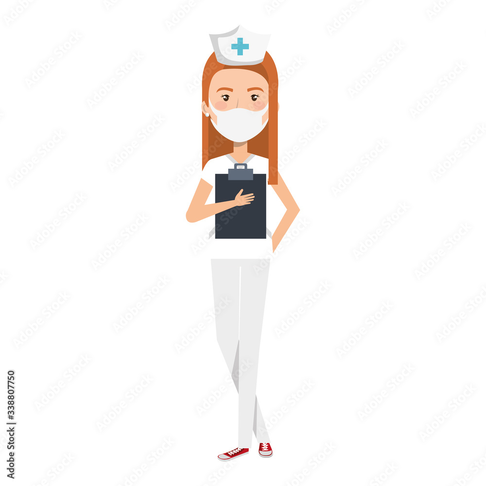 nurse with face mask and clipboard isolated icon vector illustration design nurse with face mask and clipboard isolated icon vector illustration design