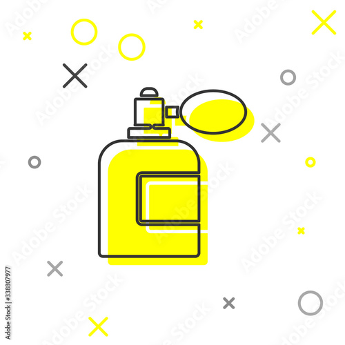 Grey line Aftershave bottle with atomizer icon isolated on white background. Cologne spray icon. Male perfume bottle.  Vector Illustration
