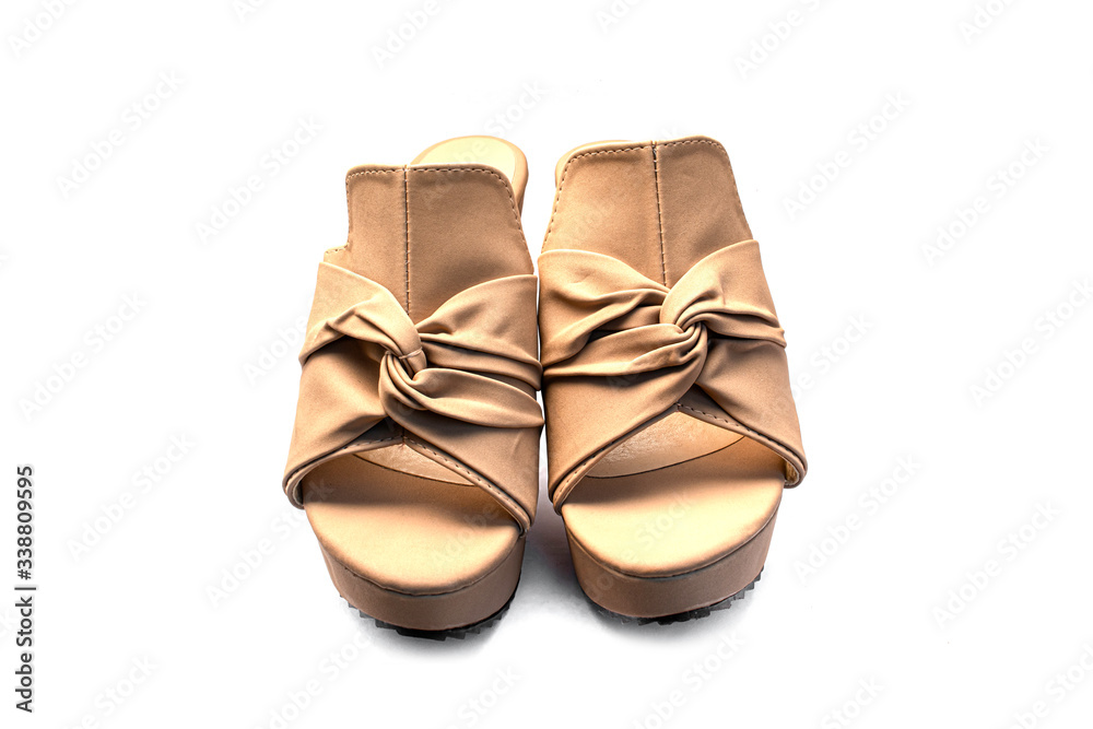 close up of brown high heels isolated on white background. Object with clipping path close up of brown high heels isolated on white background. Object with clipping path