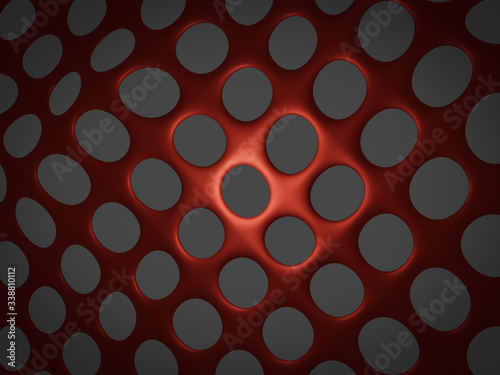 Abstract 3D red asymmetric rounded grid background