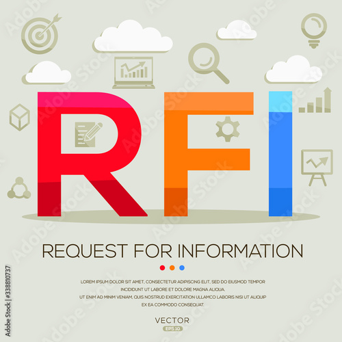 RFI mean (request for information) ,letters and icons,Vector illustration.