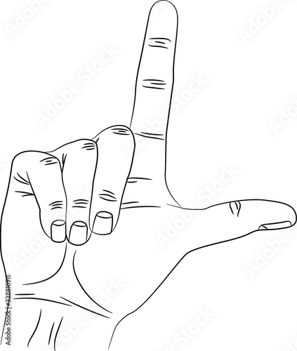 Isolated silhouette of hand that shows gesture loser by index finger and thumb