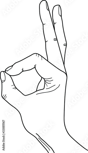 Isolated silhouette of a palm of the hand that shows ok