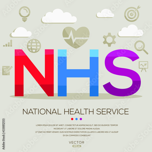  NHS mean (national health service) ,letters and icons,Vector illustration.