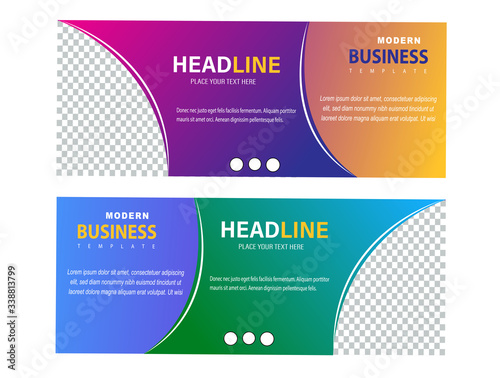 gradient banner templates, business banners, horizontal advertising flat layout business banner designs, abstract background clean header covers for website design