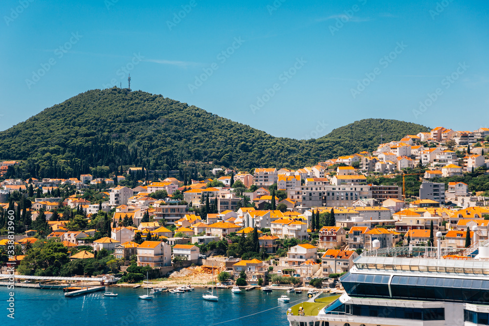 Dubrovnik city and harbor panorama view in Croatia