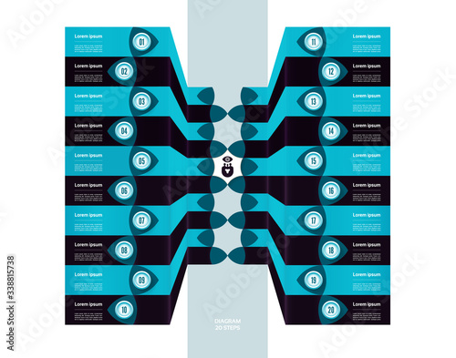 Vector progress background. Template for diagram, graph, presentation and chart. Business concept with 20 options, parts, steps or processes. Abstract background. eps 10