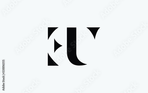 EU or UE and E or U Uppercase Letter Initial Logo Design, Vector Template