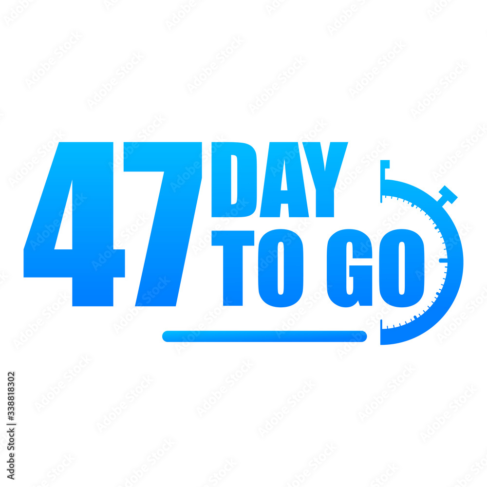 47 day to go label, red flat with alarm clock, promotion icon, Vector stock illustration: For any kind of promotion 47 day to go label, red flat with alarm clock, promotion icon, Vector stock illustration: For any kind of promotion