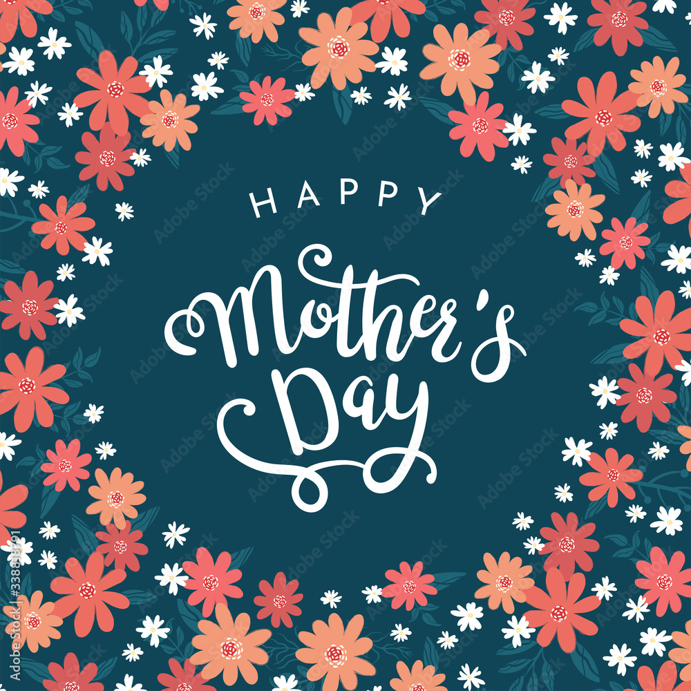 Cute hand drawn Mother's Day design with lovely flowers, great for cards, wallpapers, banners - vector design.