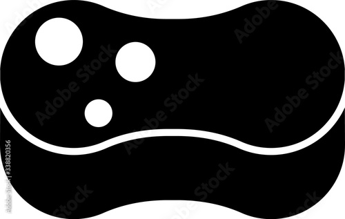 Black Sponge icon isolated on white background. Wisp of bast for washing dishes. Cleaning service concept.  Vector Illustration