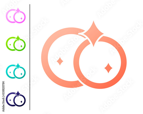 Coral Washing dishes icon isolated on white background. Cleaning dishes icon. Dishwasher sign. Clean tableware sign. Set color icons. Vector Illustration