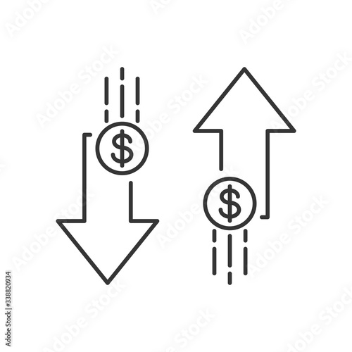 Concept of increase and fall rate of the dollar.