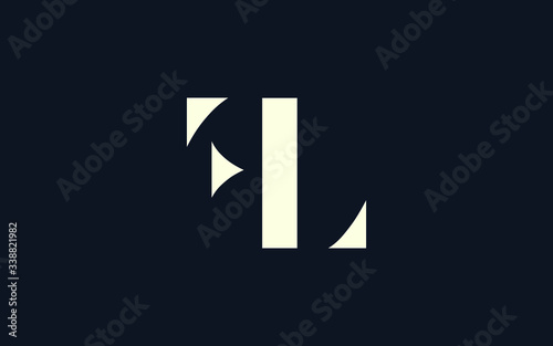 FL or LF and F or L Uppercase Letter Initial Logo Design, Vector Template