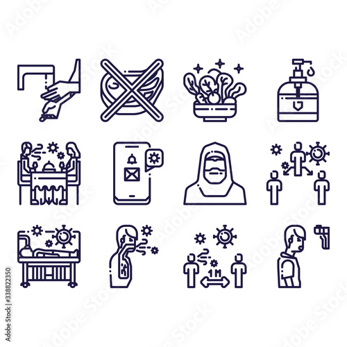 Virus Transmission icon set, vector and illustration