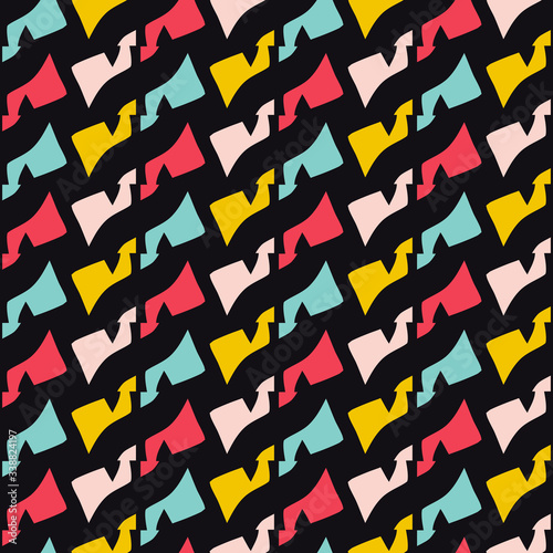 Seamless pattern with colorful geometric elements.