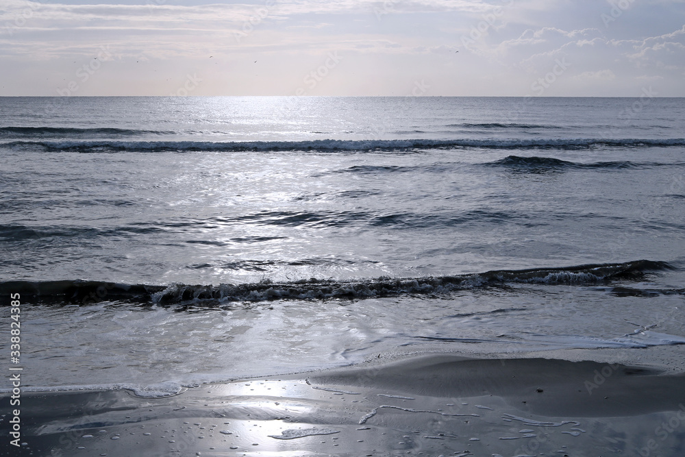 Sunrise over the Mediterranean Sea in Larnaca, Cyprus, Europe