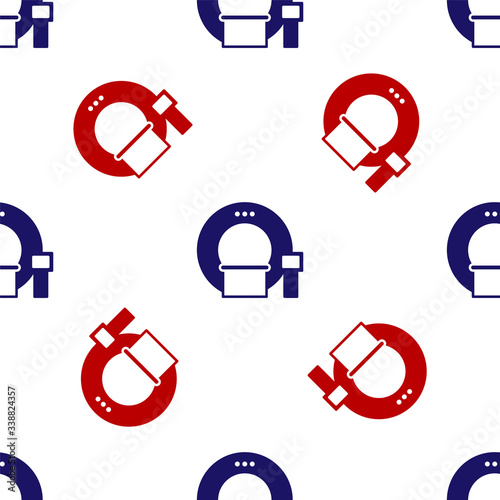 Blue and red Tomography icon isolated seamless pattern on white background. Medical scanner, radiation. Diagnosis, radiology, magnetic resonance therapy.  Vector Illustration