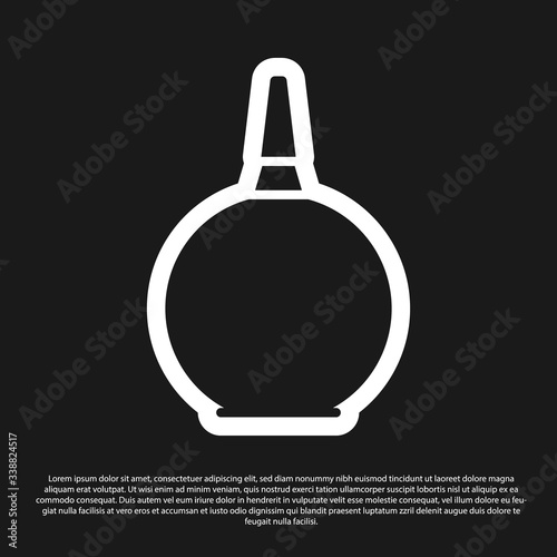 Black Enema icon isolated on black background. Enema with a plastic tip. Medical pear.  Vector Illustration