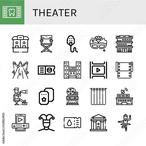 theater simple icons set