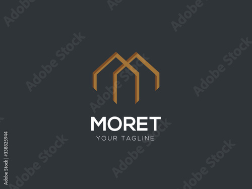 Letter M line logo design. Linear creative minimal monochrome monogram symbol. Universal elegant vector sign design. Premium business logotype. Graphic alphabet symbol for corporate business identity	