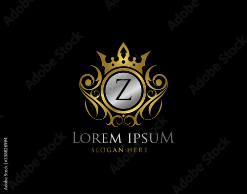 Royal Queen Z Letter Gold Logo, Golden Z Classic Crown.