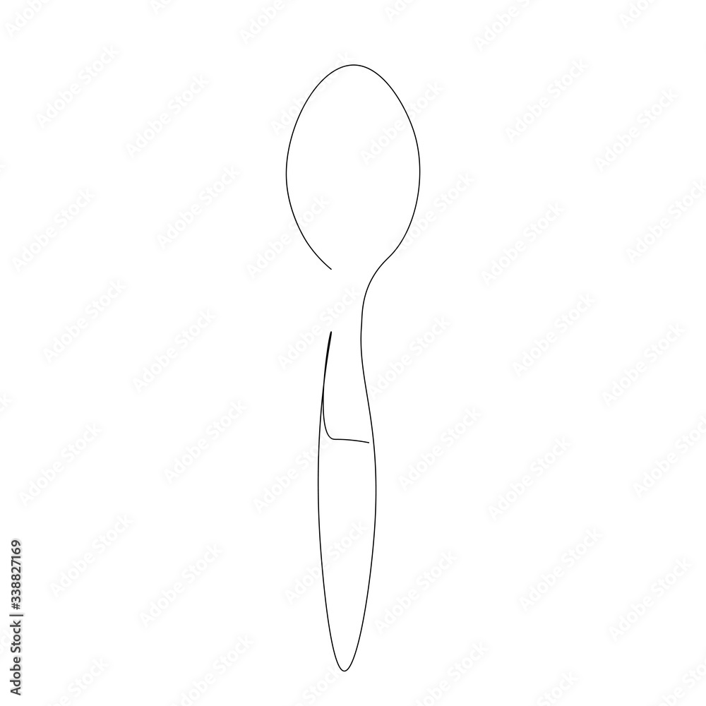 Spoon silhouette line draw. Restaurant icon, vector illustration Spoon silhouette line draw. Restaurant icon, vector illustration